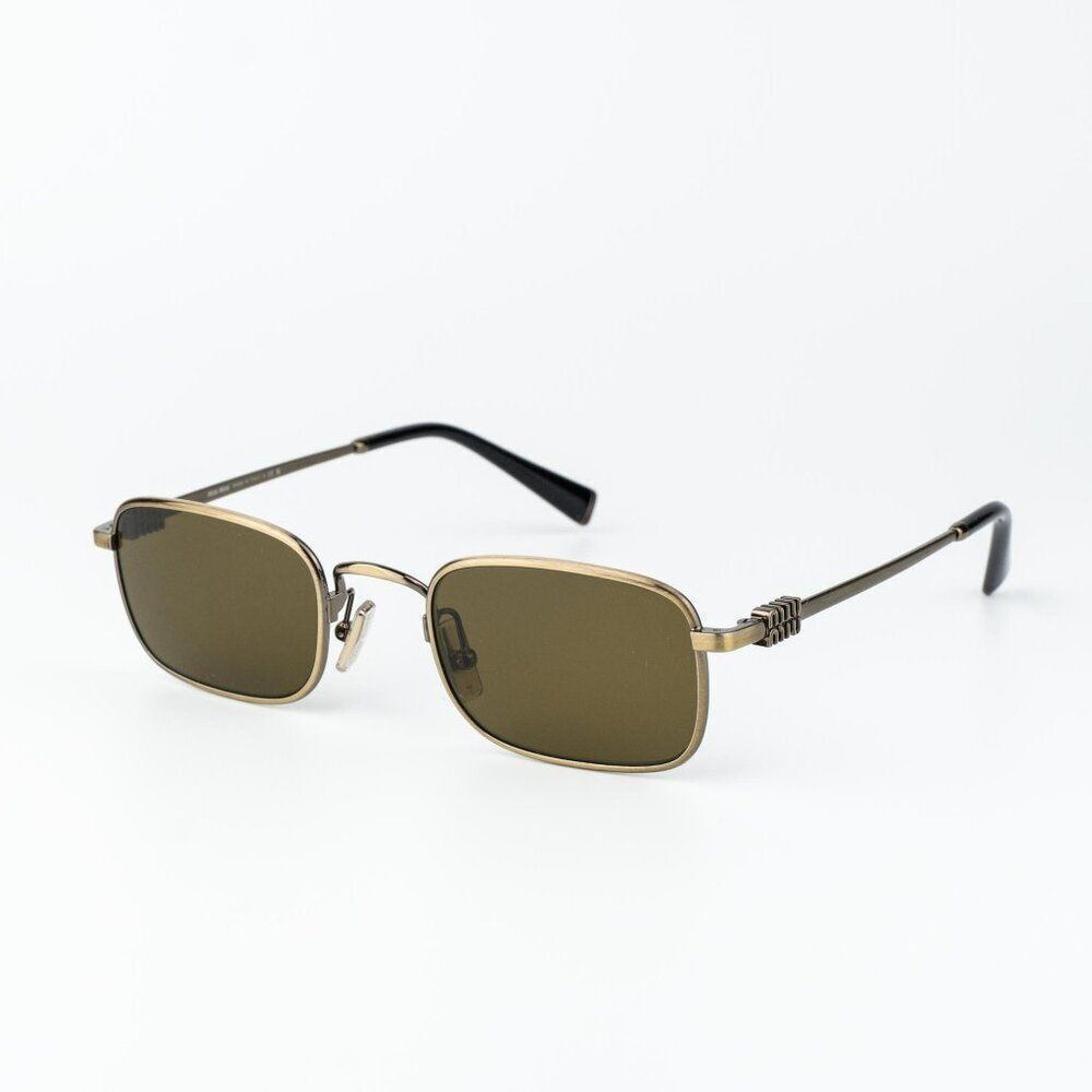 Miu Miu Men Sunglasses Old Gold Brown Rectangle MUA53S 26C09Z NEW AUTHENTIC